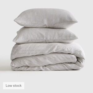 🌿NWOT QUINCE European Linen Duvet Cover Set Mist Stripe Full/Queen 5978